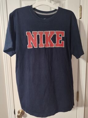 Nike Navy Short-Sleeve Tee with Red NIKE Chest Logo
